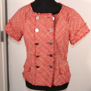 3/$30 BCBGMAXAZRIA Short Sleeve Tweed Blazer Button Shirt Size Small